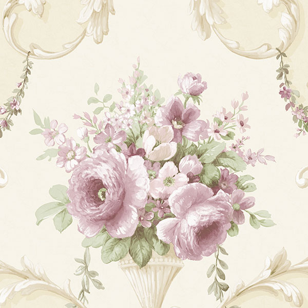 Patton Wallcoverings IM36422 Silk Impressions 2 In-register Ornamental Floral Wallpaper